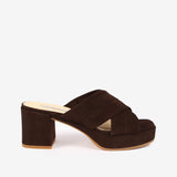Dark brown women's suede sandal