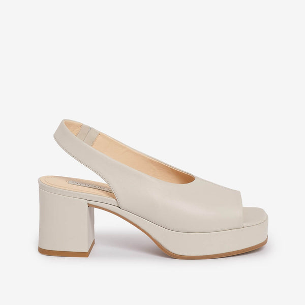 Sandalo plateau in pelle donna kaki