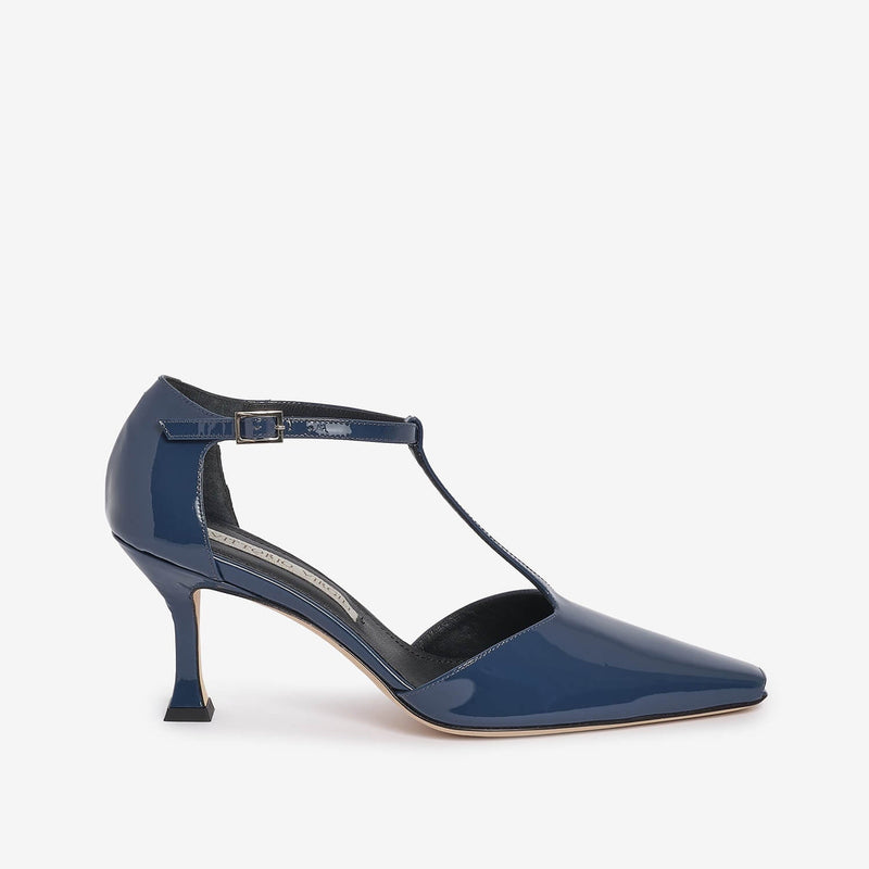 Décolleté in vernice donna blu 