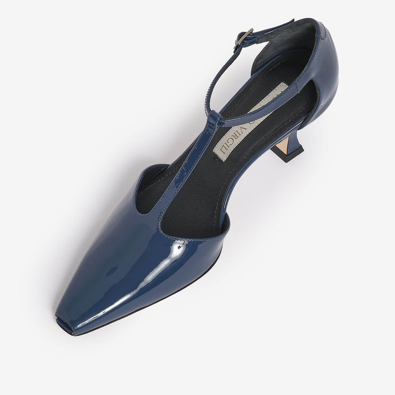 Décolleté in vernice donna blu 