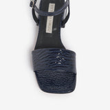 Dark blue women's patent leather flip flop sandal