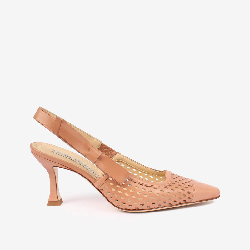 Slingback in pelle donna pesca