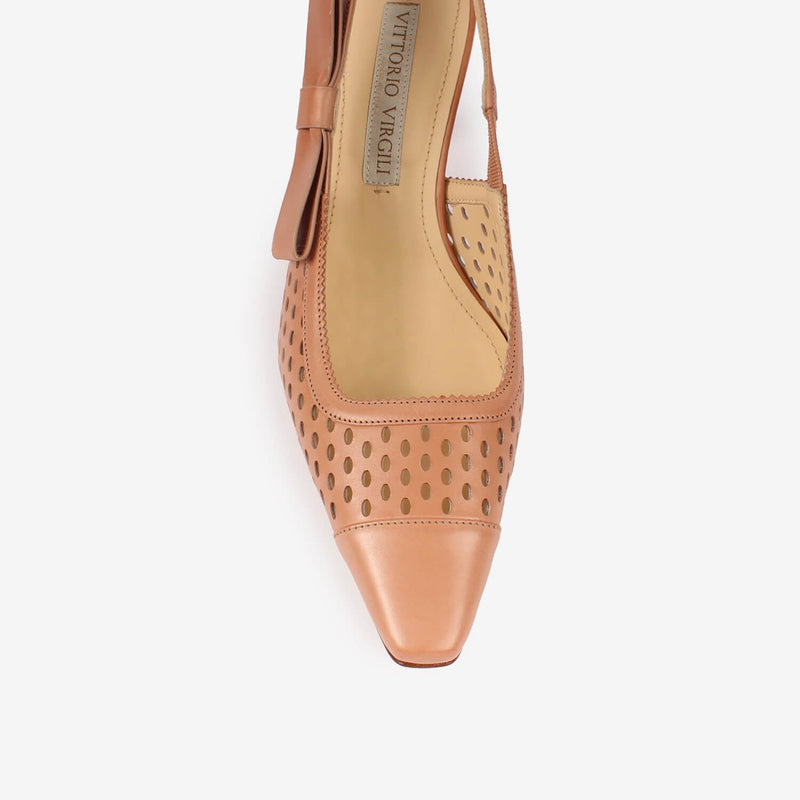 Slingback in pelle donna pesca