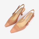 Slingback in pelle donna pesca