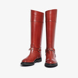Brick red women's leather vegetable tanning riding boot
