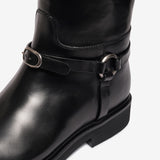 Stivale cavallerizza nero in pelle donna