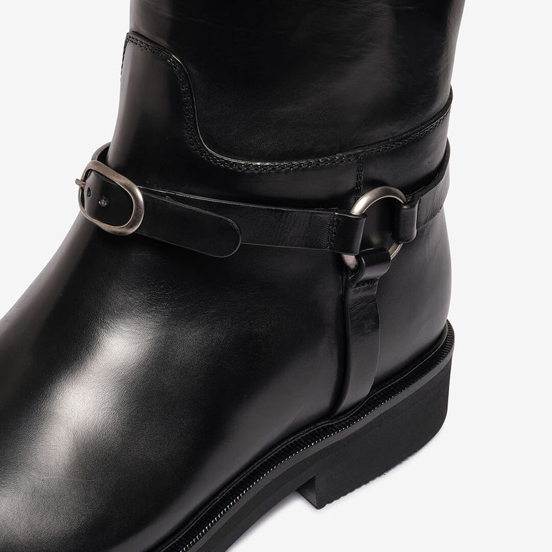 Stivale cavallerizza nero in pelle donna