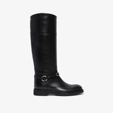 Black women's leather riding boot