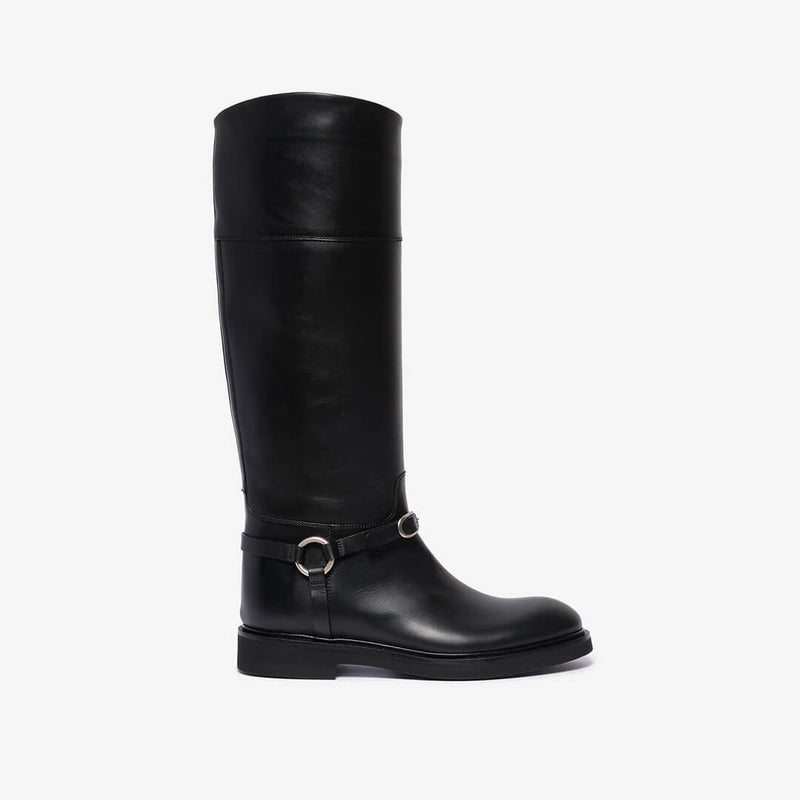 Stivale cavallerizza nero in pelle donna