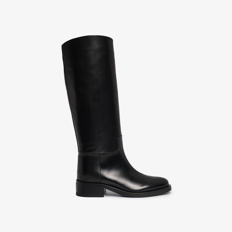 Black women's leather boot