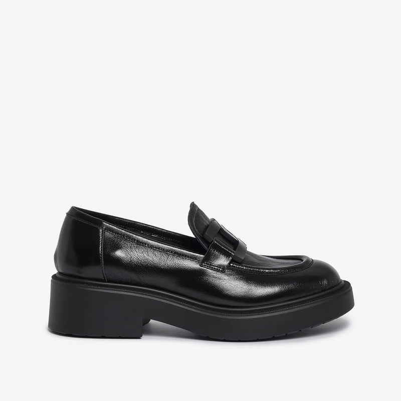 Mocassino in pelle nero donna