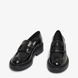 Mocassino in pelle nero donna