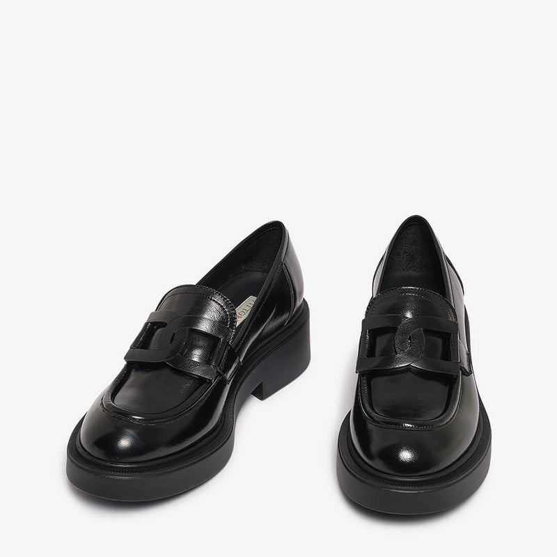 Mocassino in pelle nero donna
