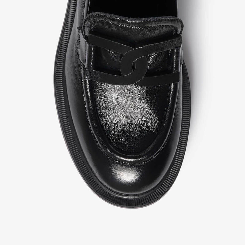Mocassino in pelle nero donna