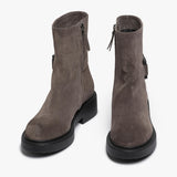 Taupe women's suede ankle boot