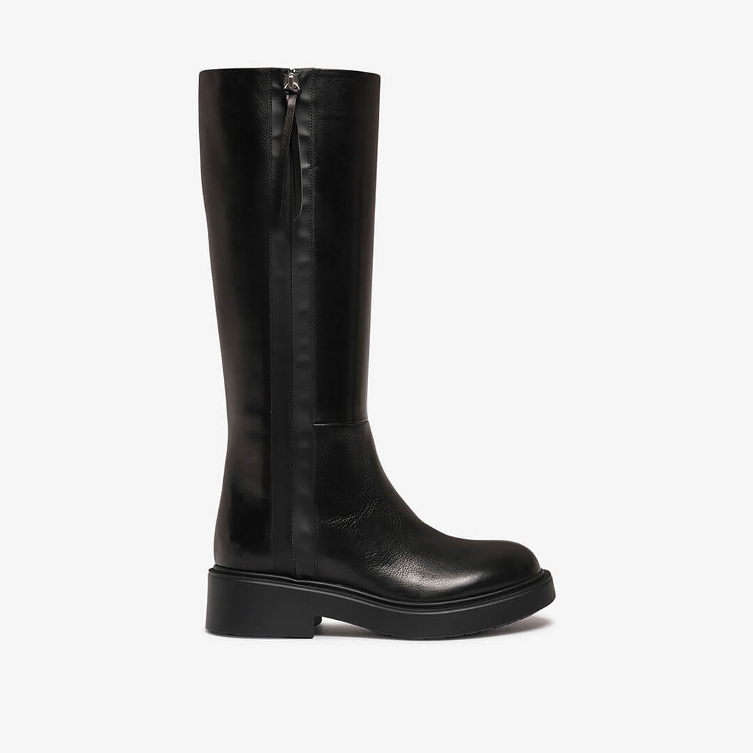 Stivale in pelle nero donna