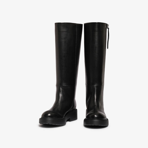 Black women's leather knee boot