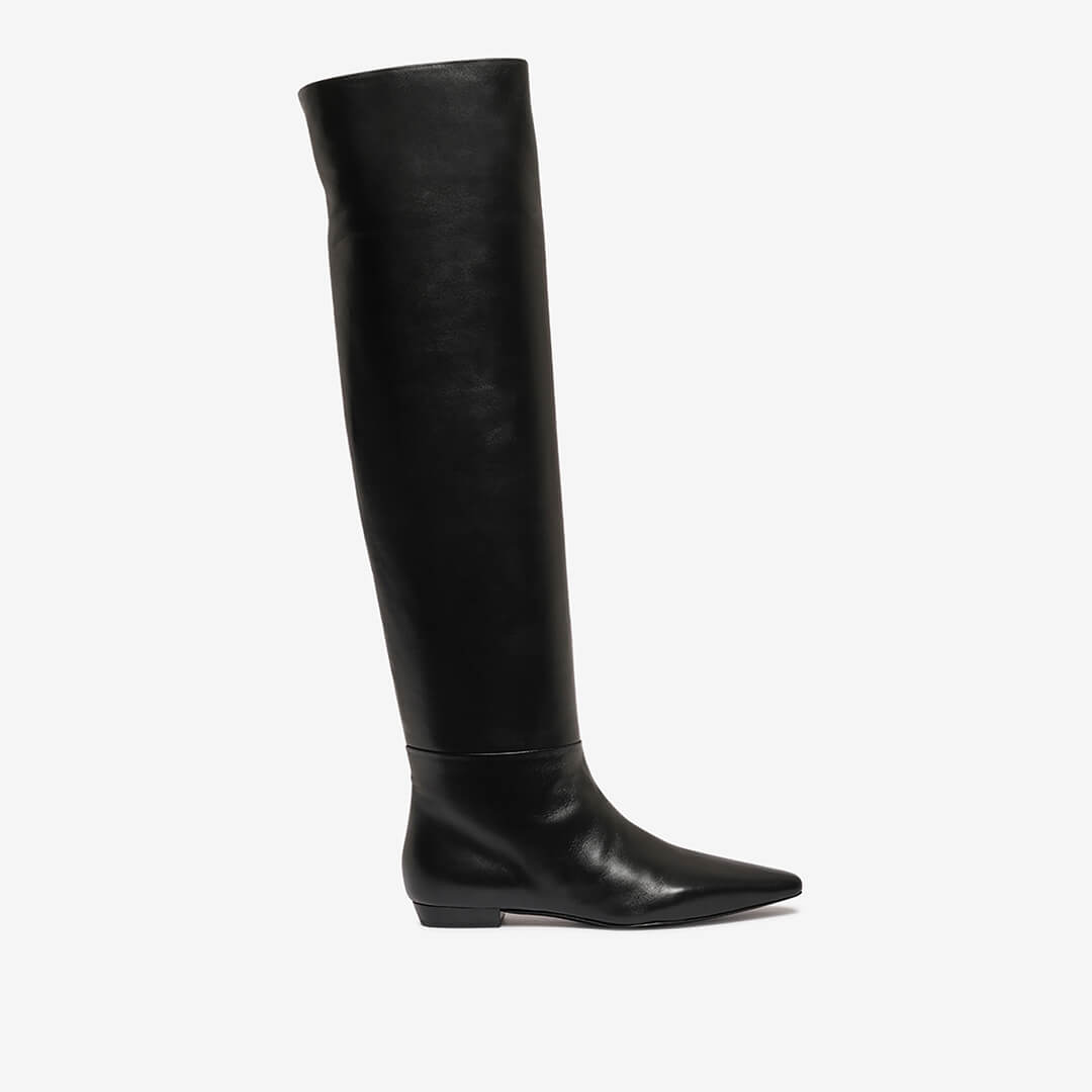Cuissardes in pelle nero donna