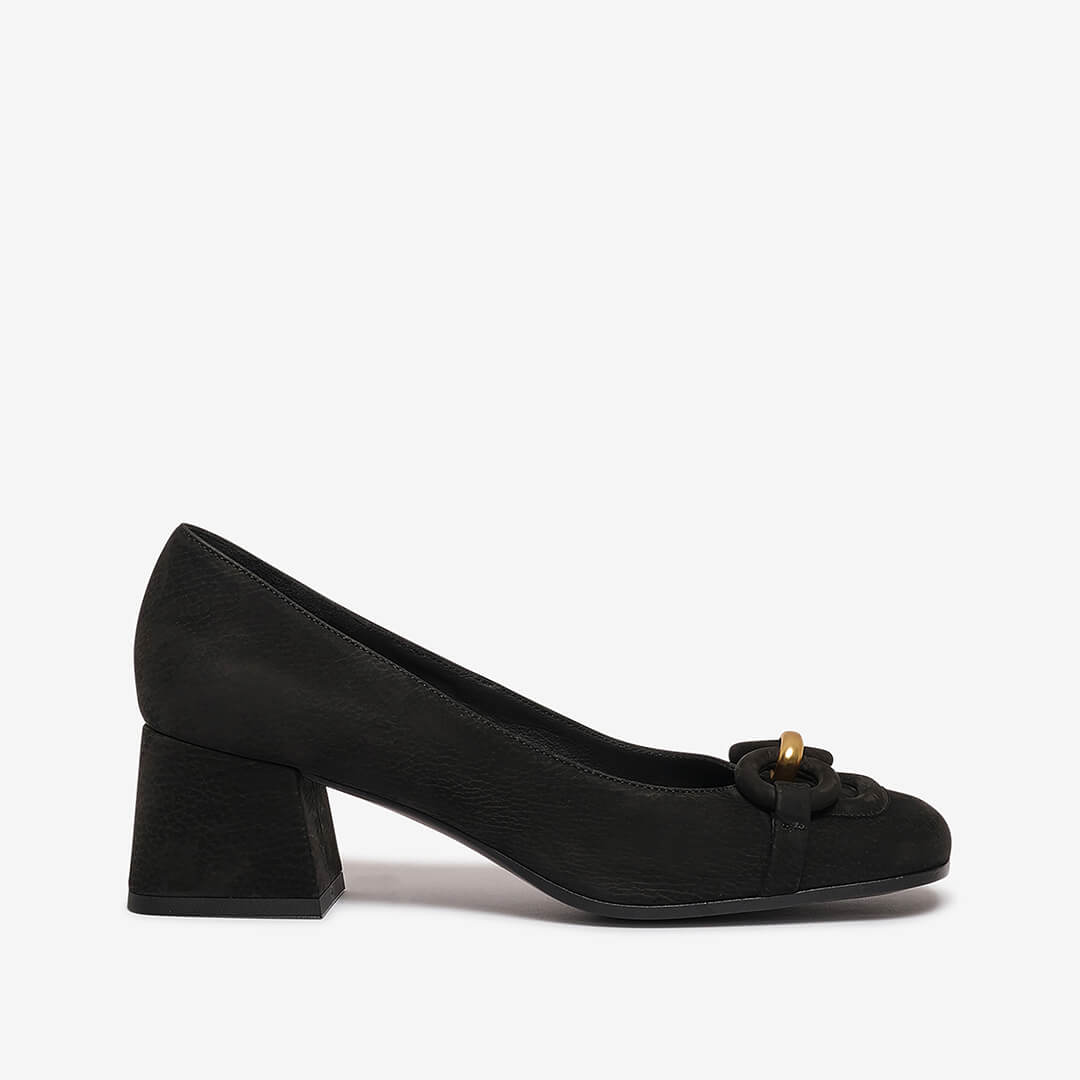 Décolleté in nabuk nero donna