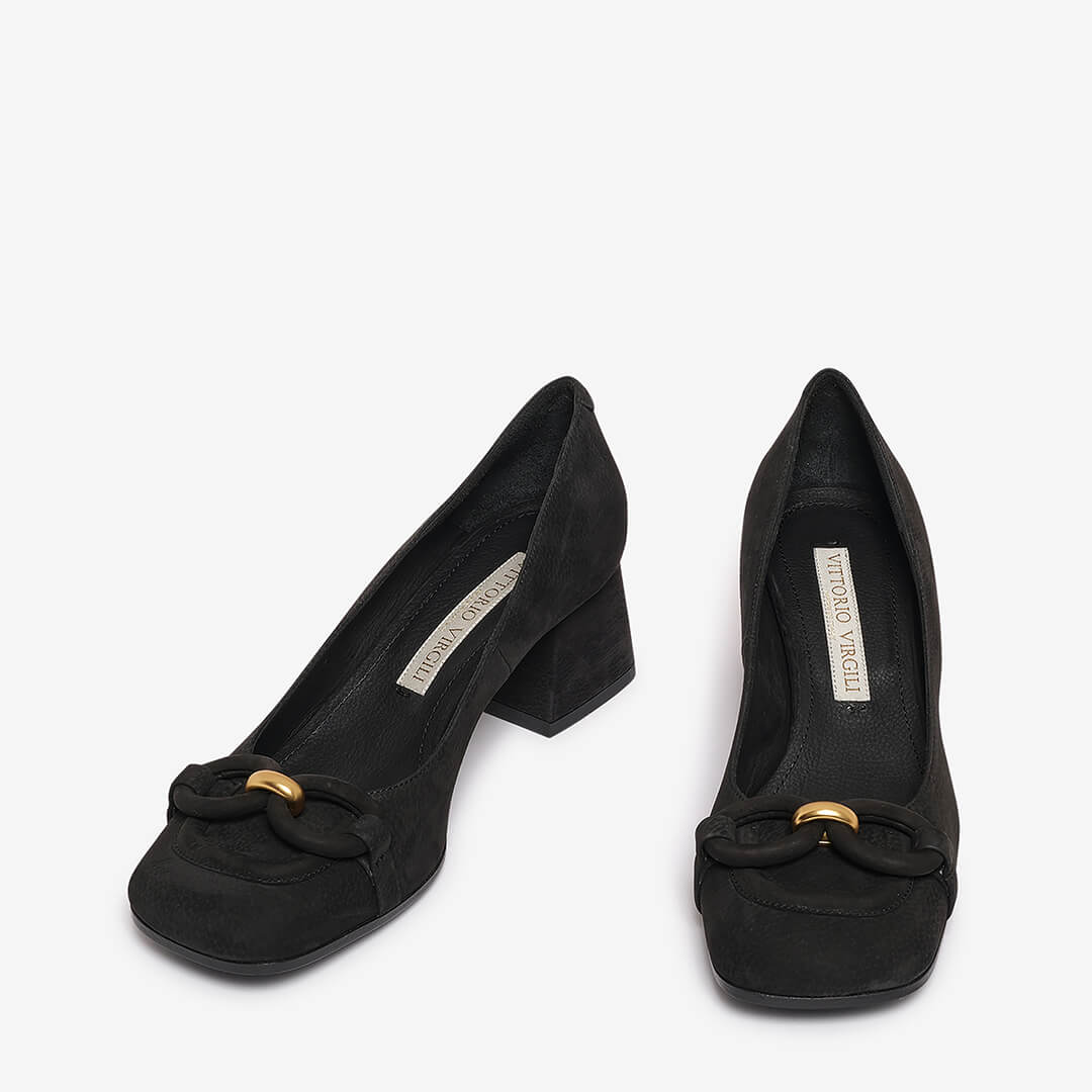 Décolleté in nabuk nero donna