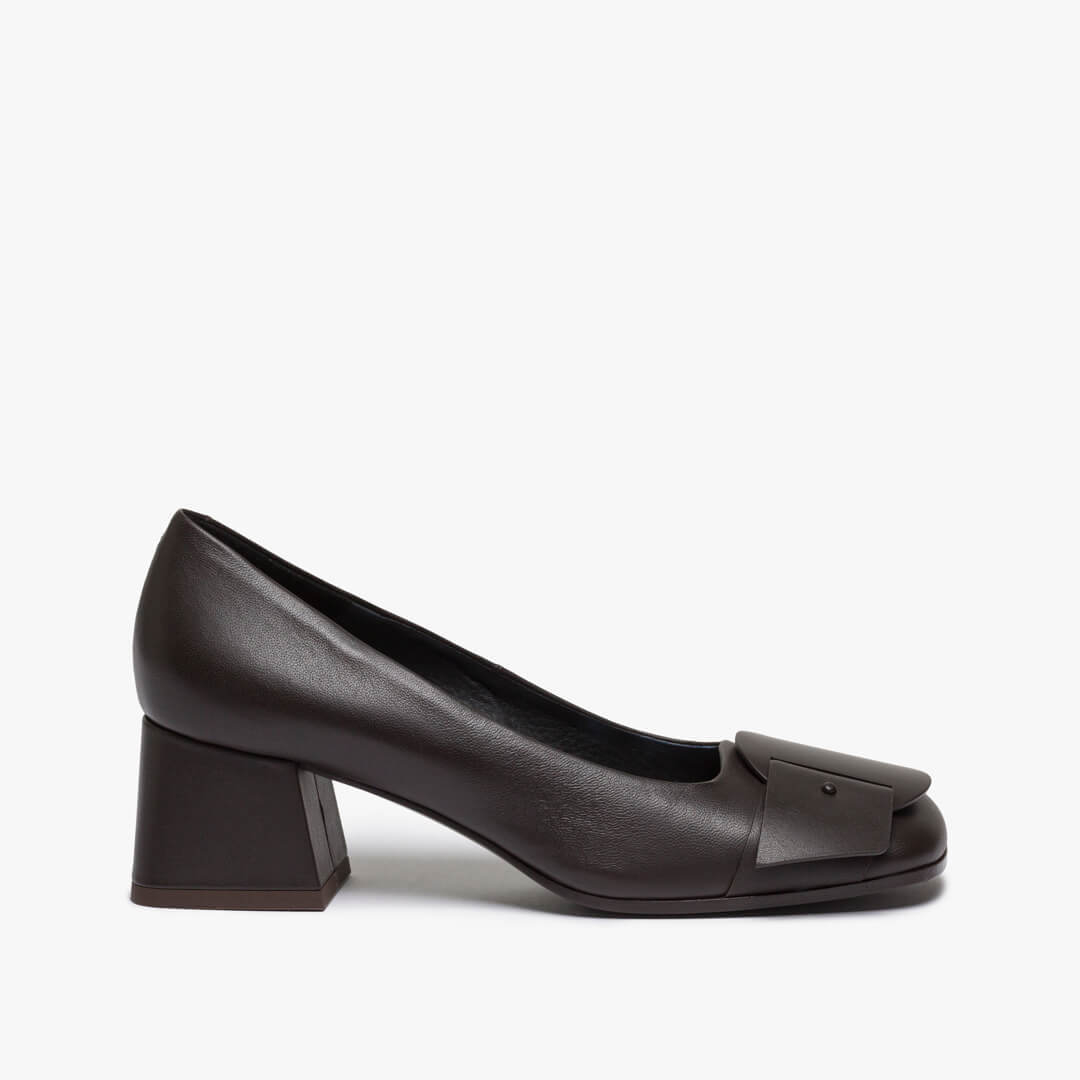 DÉCOLLETÉ IN PELLE MARRONE SCURA DONNA