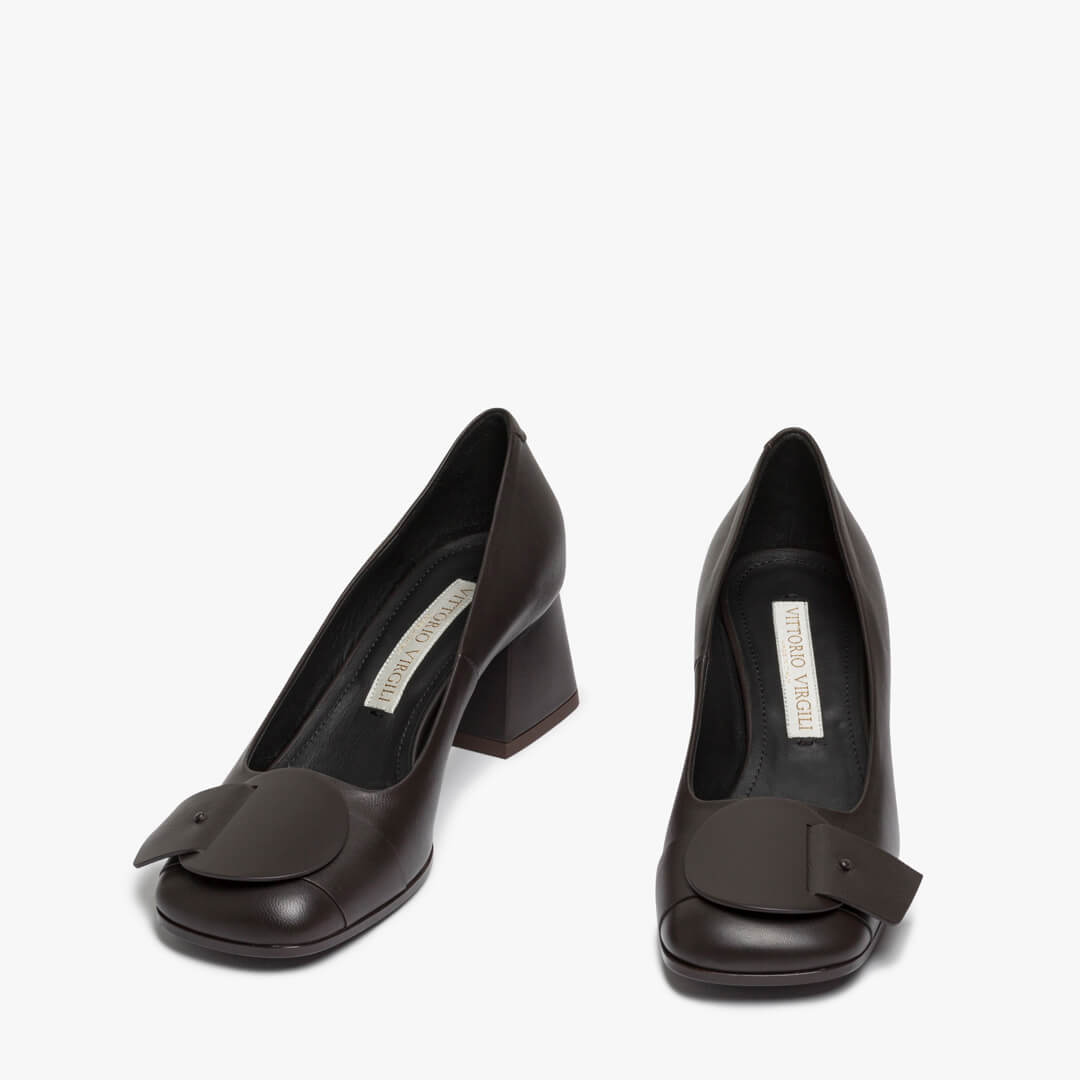DÉCOLLETÉ IN PELLE MARRONE SCURA DONNA