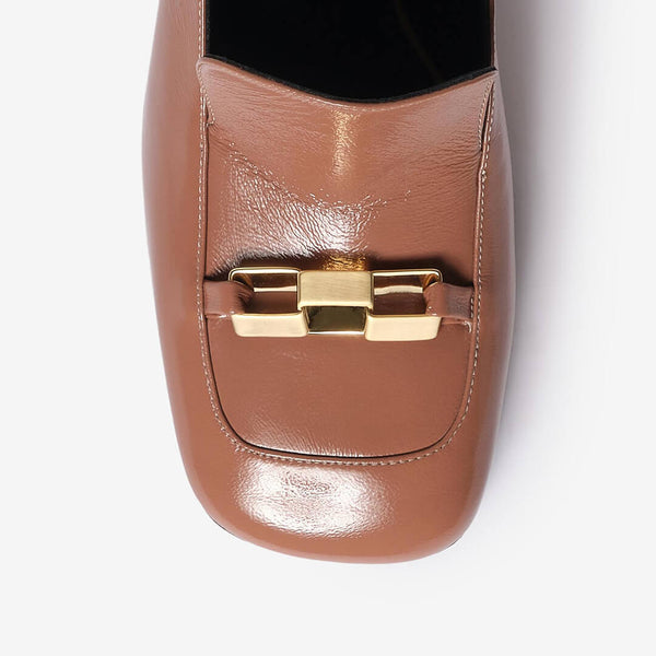 Powder pink women's leather décolleté