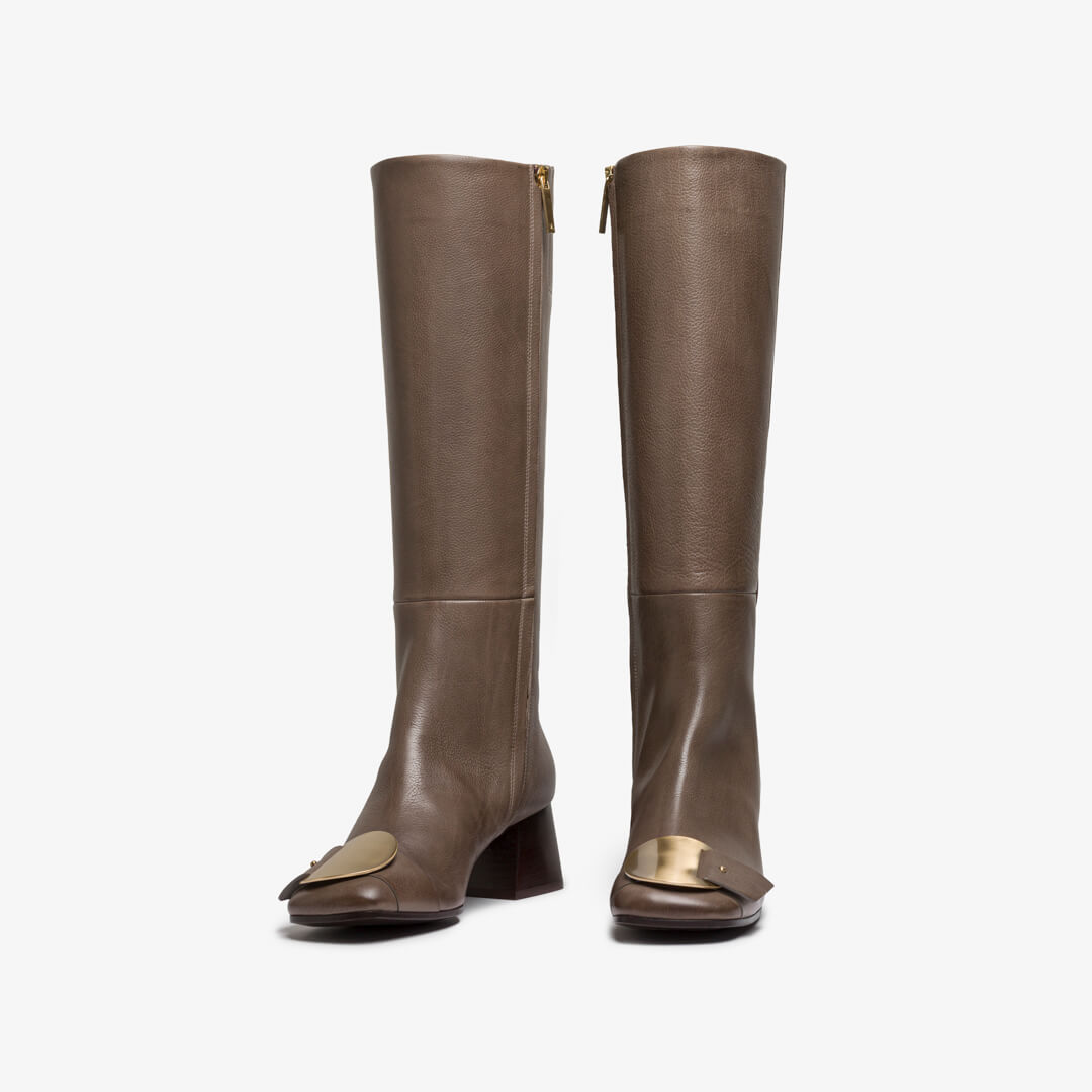 Taupe women's leather boot