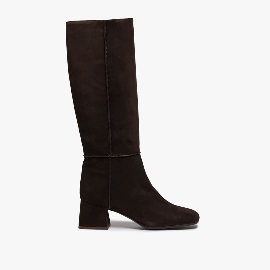 Stivale in pelle marrone scuro donna