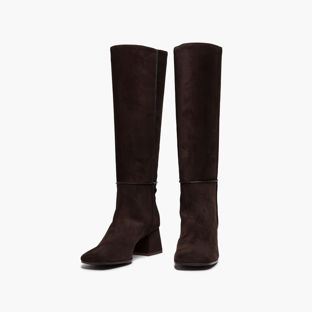 Stivale in pelle marrone scuro donna