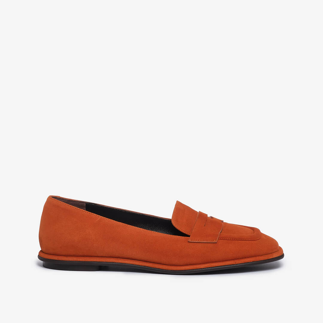 Mocassino in camoscio ruggine donna