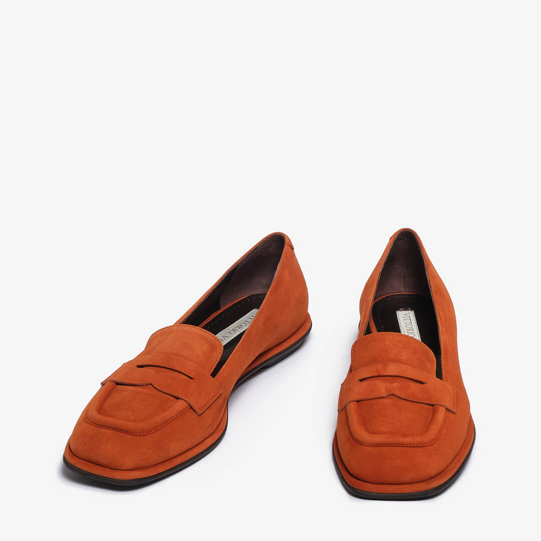Mocassino in camoscio ruggine donna