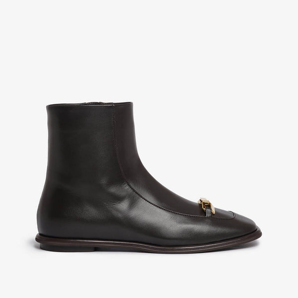 Ankle boot in pelle marrone scuro donna