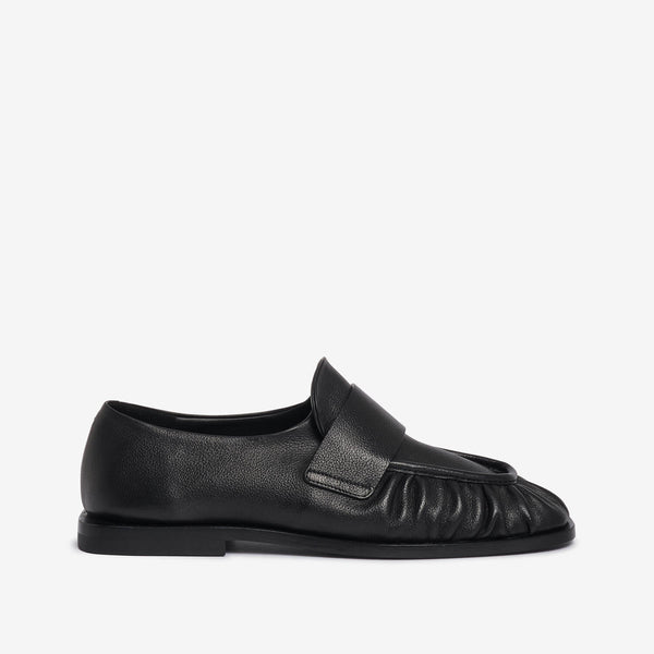 Black women's leather loafer