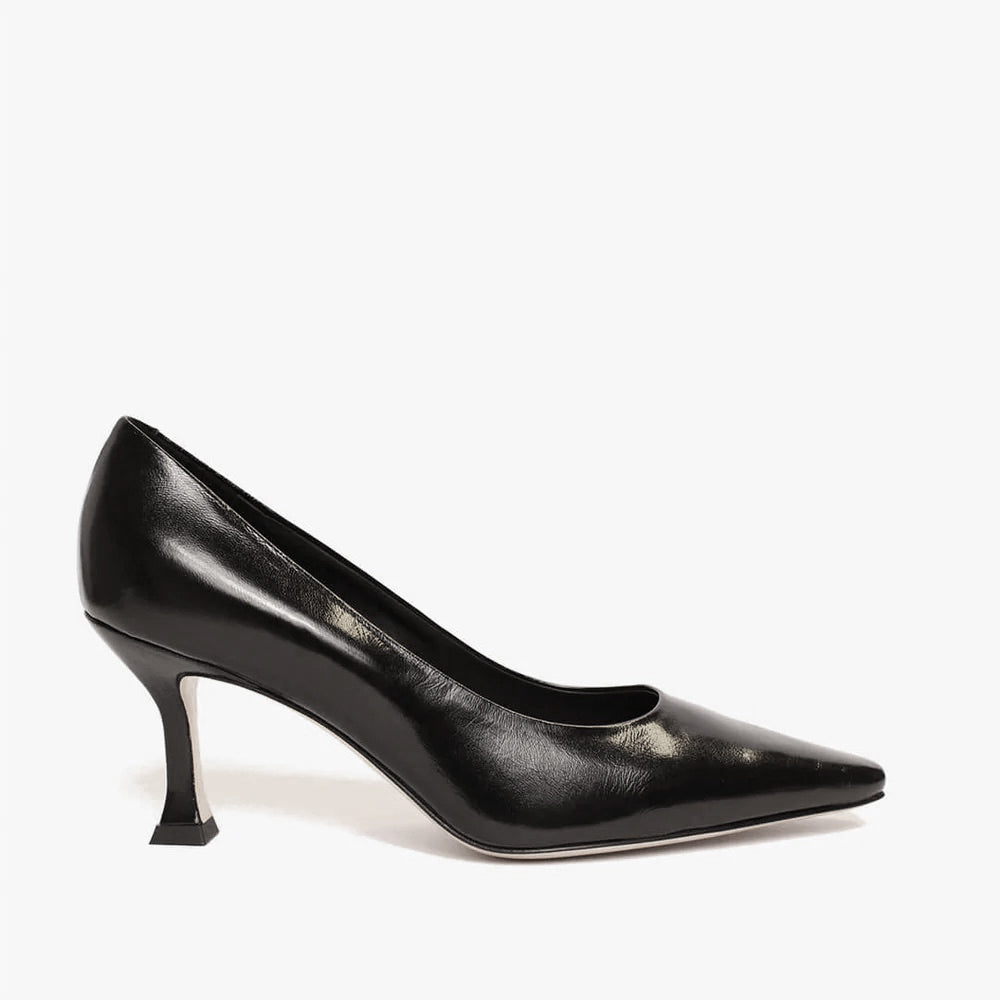 Décolleté in pelle nera donna