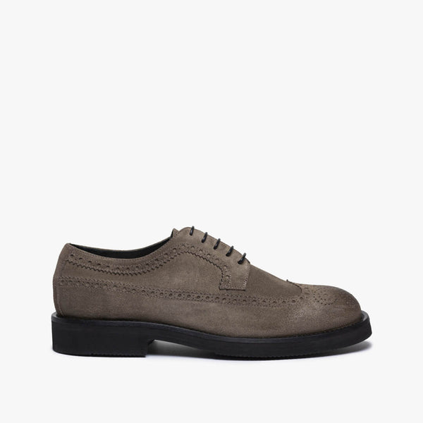 Taupe women's suede derby brogue
