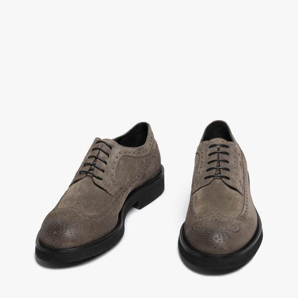 Taupe women's suede derby brogue