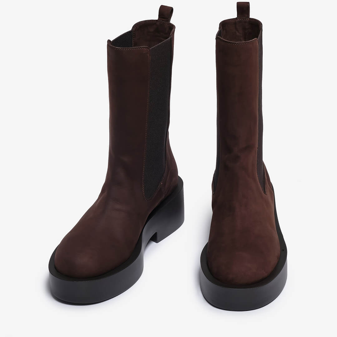 Dark brown leather chelsea boot