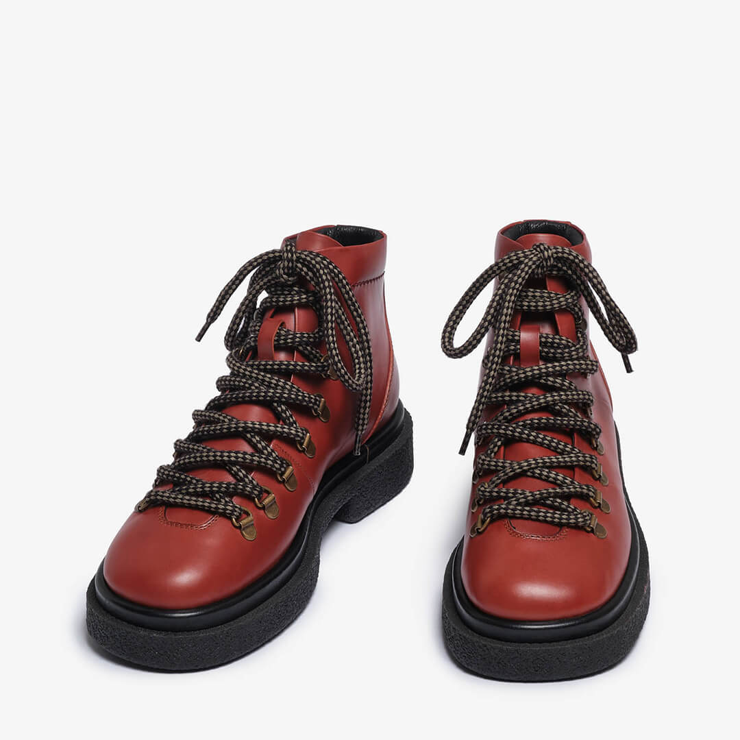 Ankle Boot in pelle rosso carminio donna