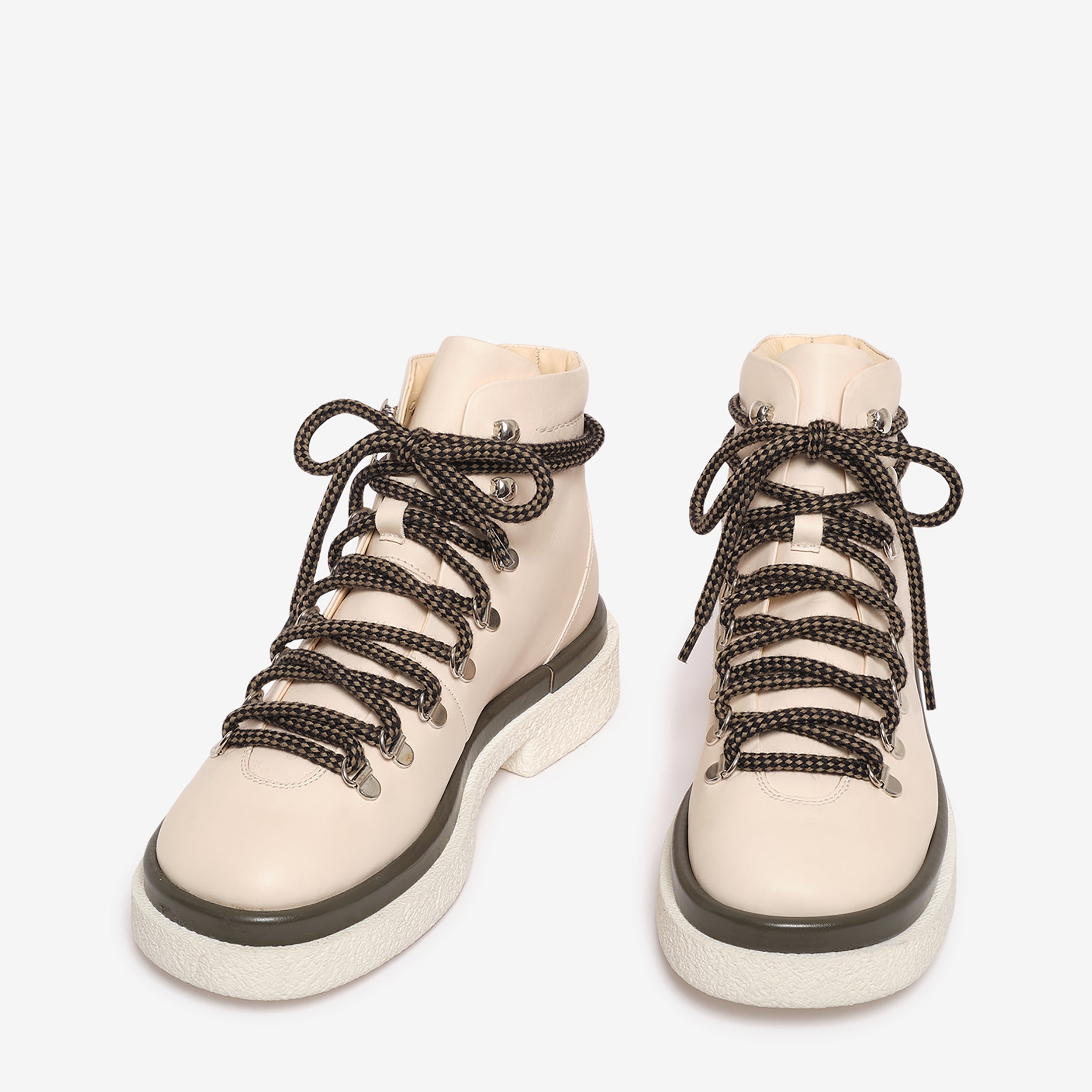 Ankle Boot in pelle off-white donna fodera in lana