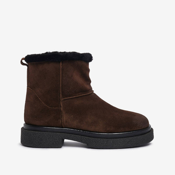Ankle boot in camoscio marrone scuro donna