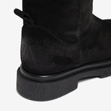 Stivale in camoscio fodera in pelliccia nero donna