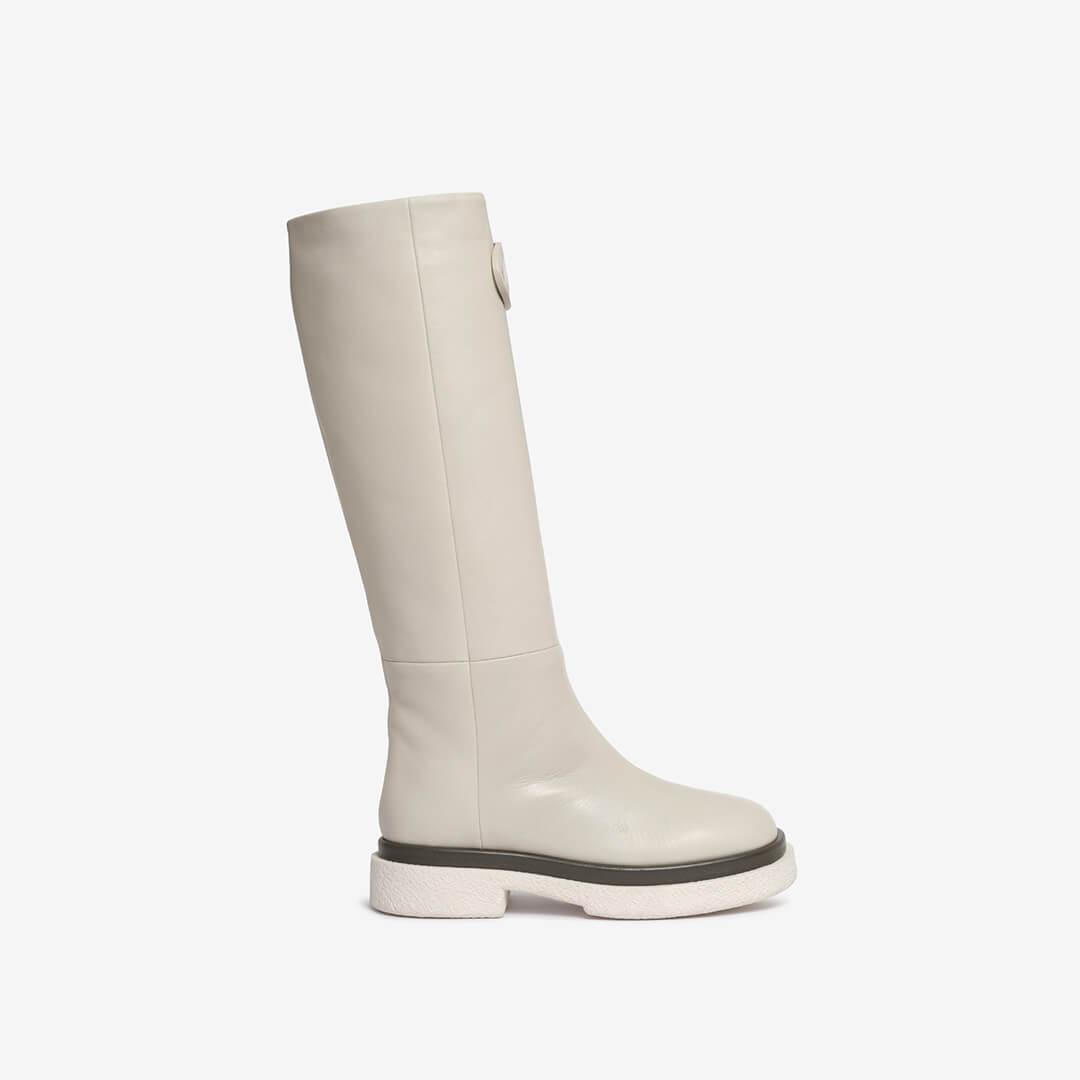 Stivale al ginocchio in pelle bianco off-white donna