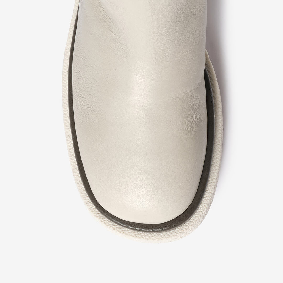 Stivale al ginocchio in pelle bianco off-white donna