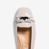 Light grey women's patent leather sling back ballet flat
