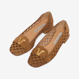 Mocassino pelle scamosciata color cuoio donna