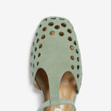 Sage green women's suede sandal