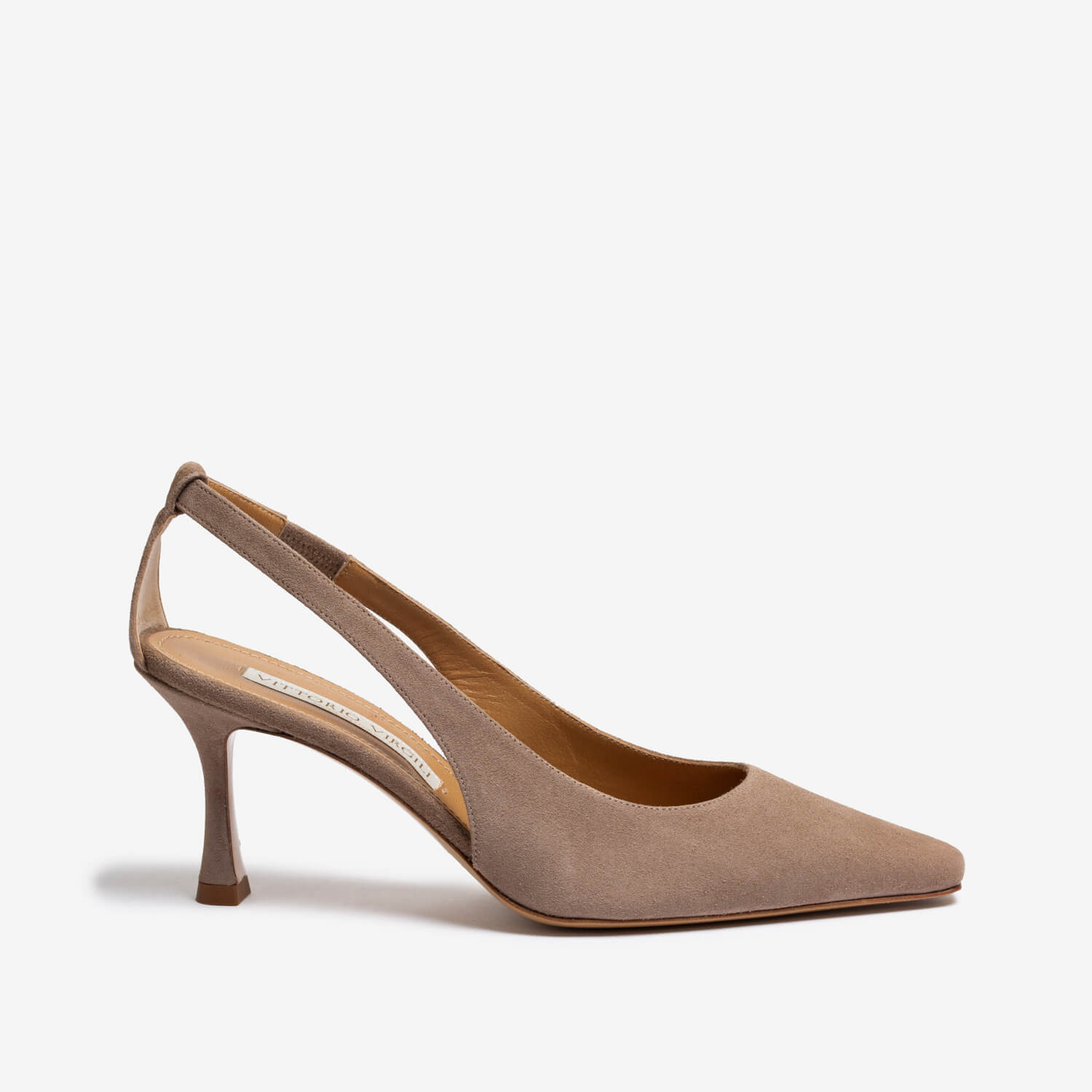 Décolleté slingback in camoscio sabbia donna