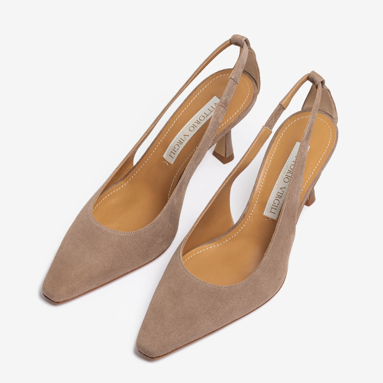 Décolleté slingback in camoscio sabbia donna