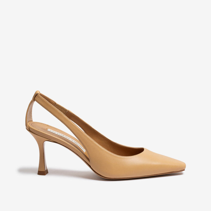 Décolleté slingback in nappa beige donna